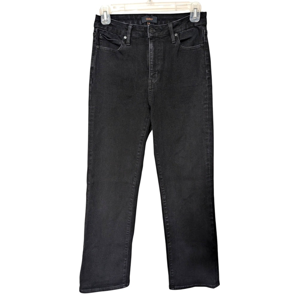 Quince Ultra-Stretch High-Rise Straight‎ Leg Jeans Black Size 26